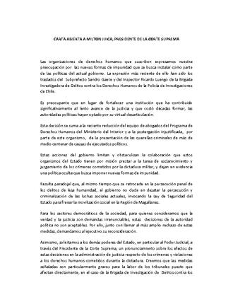 Carta abierta a Milton Juica Carta abierta a Milton Juica