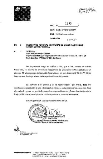 Oficio Ministerio de Bienes Nacionales Oficio Ministerio de Bienes Nacionales