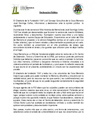 Declaración Casa Memoria Declaración Casa Memoria