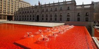 Acción de denuncia realizada en La Moneda / Foto: Agencia Uno Acción de denuncia realizada en La Moneda / Foto: Agencia Uno