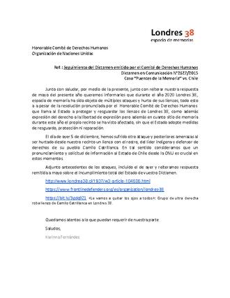 Carta de Londres 38 a ONU Carta de Londres 38 a ONU