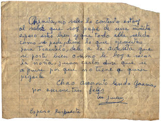 Carta de Juan Barrios a su esposa