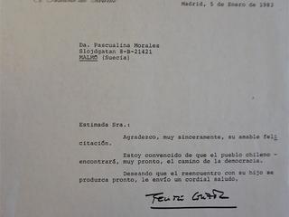 Carta de Felipe González Márquez a Pascualina Morales