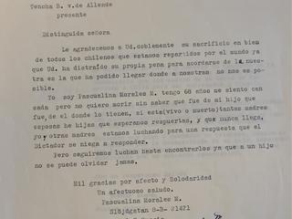 Carta de Pascualina a Hortensia Bussi, viuda de Allende